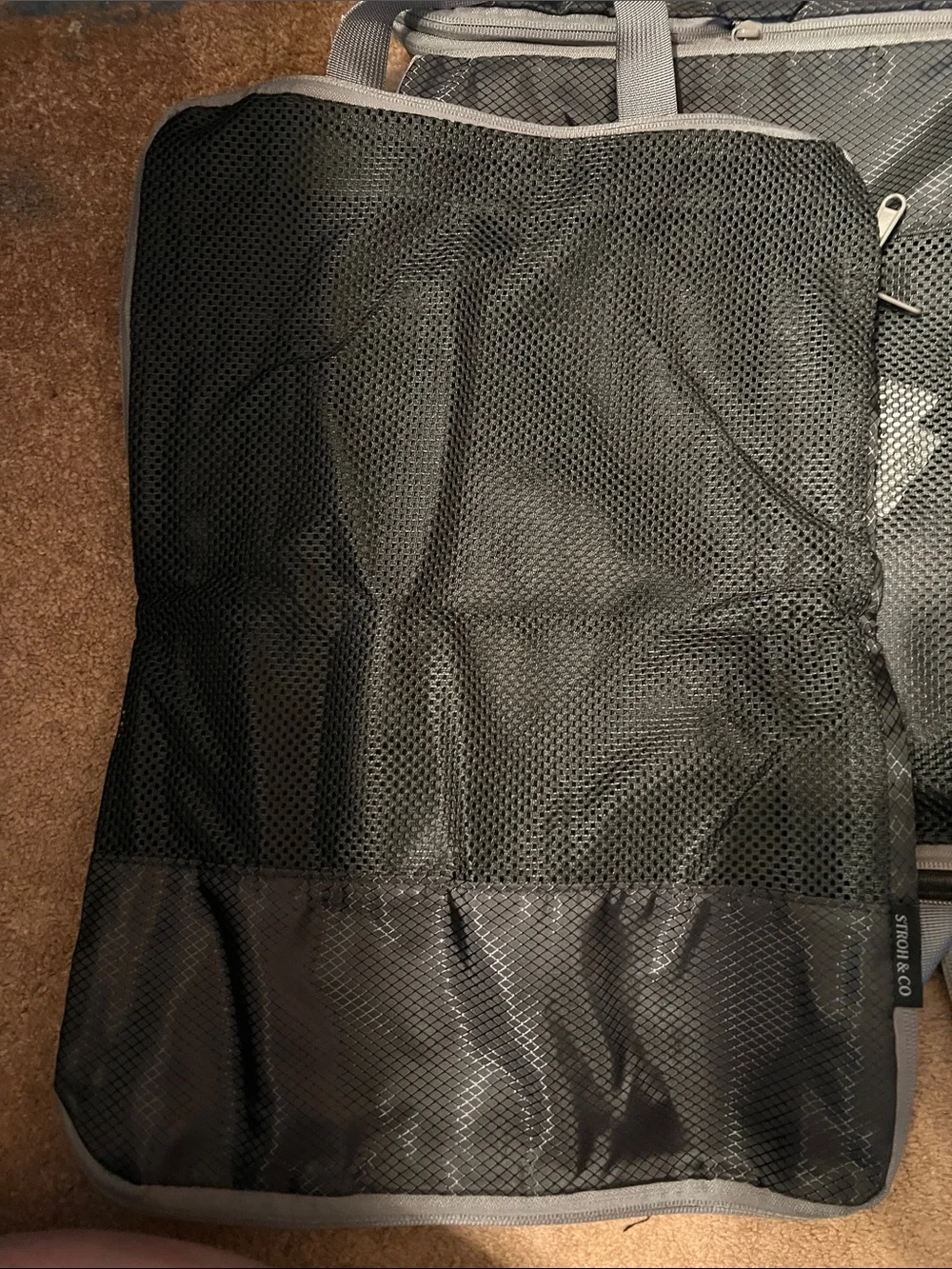 Set of 6 Black Packing Cubes with Gray Trim - Travel Organizer Bags